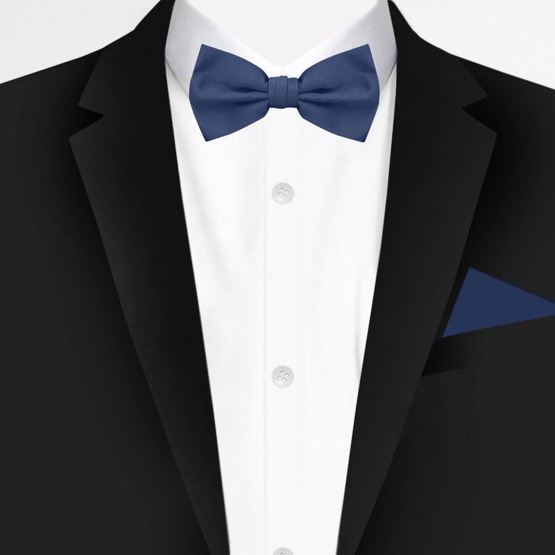 Jacob Alexander Men's Pretied Banded Adjustable Solid Color Bowtie - Steel Blue - Image 2